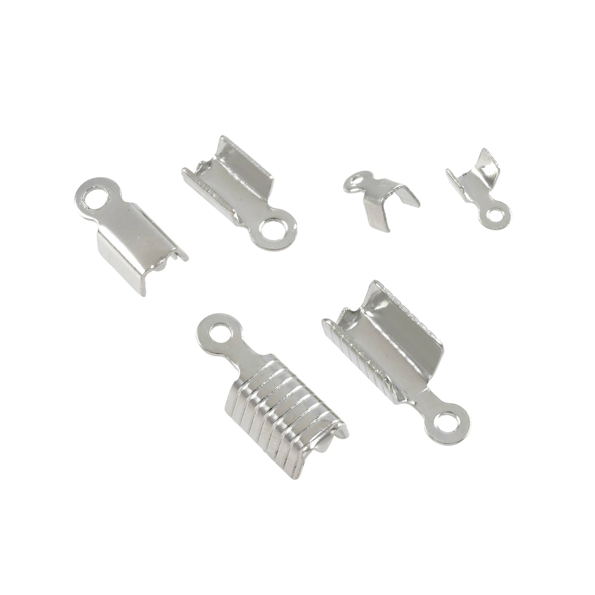 Silver Grooved Crimp Cord End Cap Mix by Bead Landing®